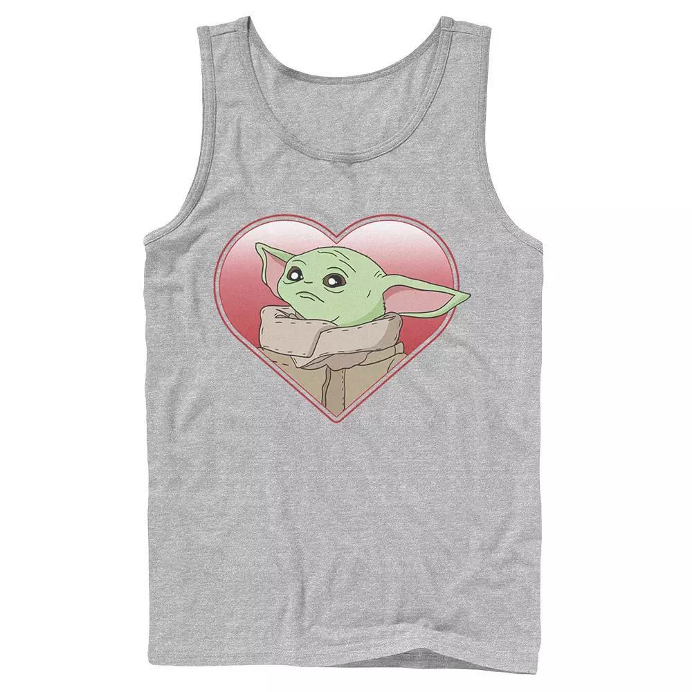 Men's Star Wars The Mandalorian The Child Valentine Heart Portrait Tank Top, Size: Large, Athletic Grey Product Image