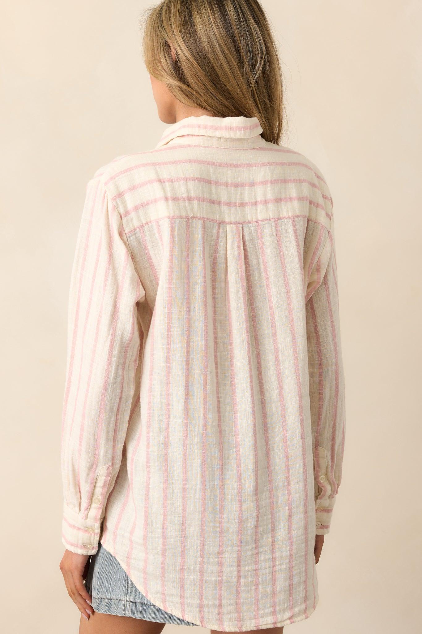 Z Supply Bone Ivory Saturdays Stripe Gauze Shirt Product Image