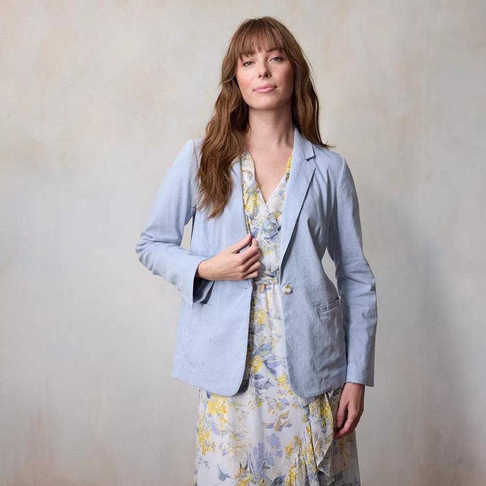 Women's LC Lauren Conrad Notch Collar Blazer, Size: Small, Light Blue Product Image