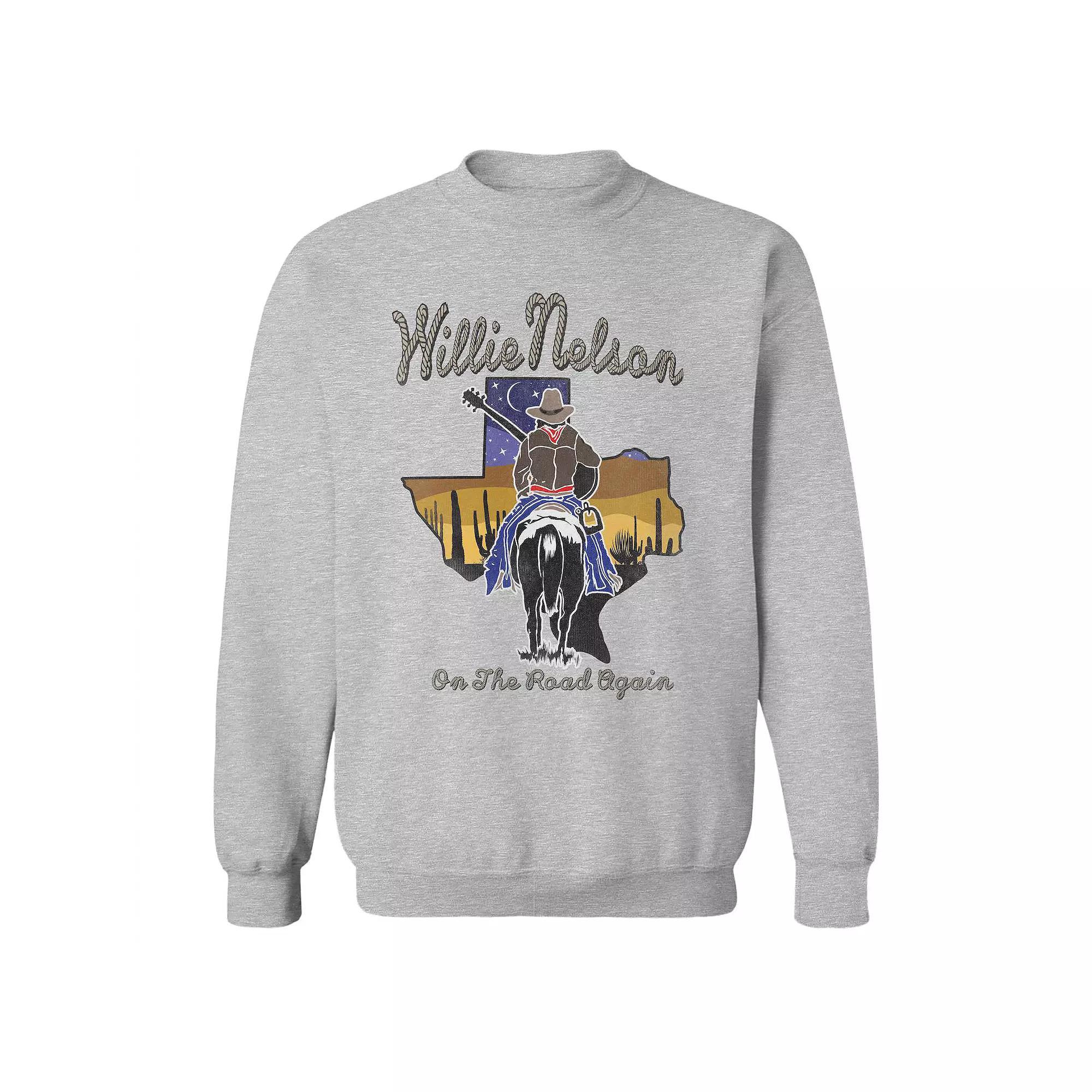 Junior's Willie Nelson On The Road Again Graphic Fleece Sweatshirt, Women's, Size: Medium, Sport Gray Product Image