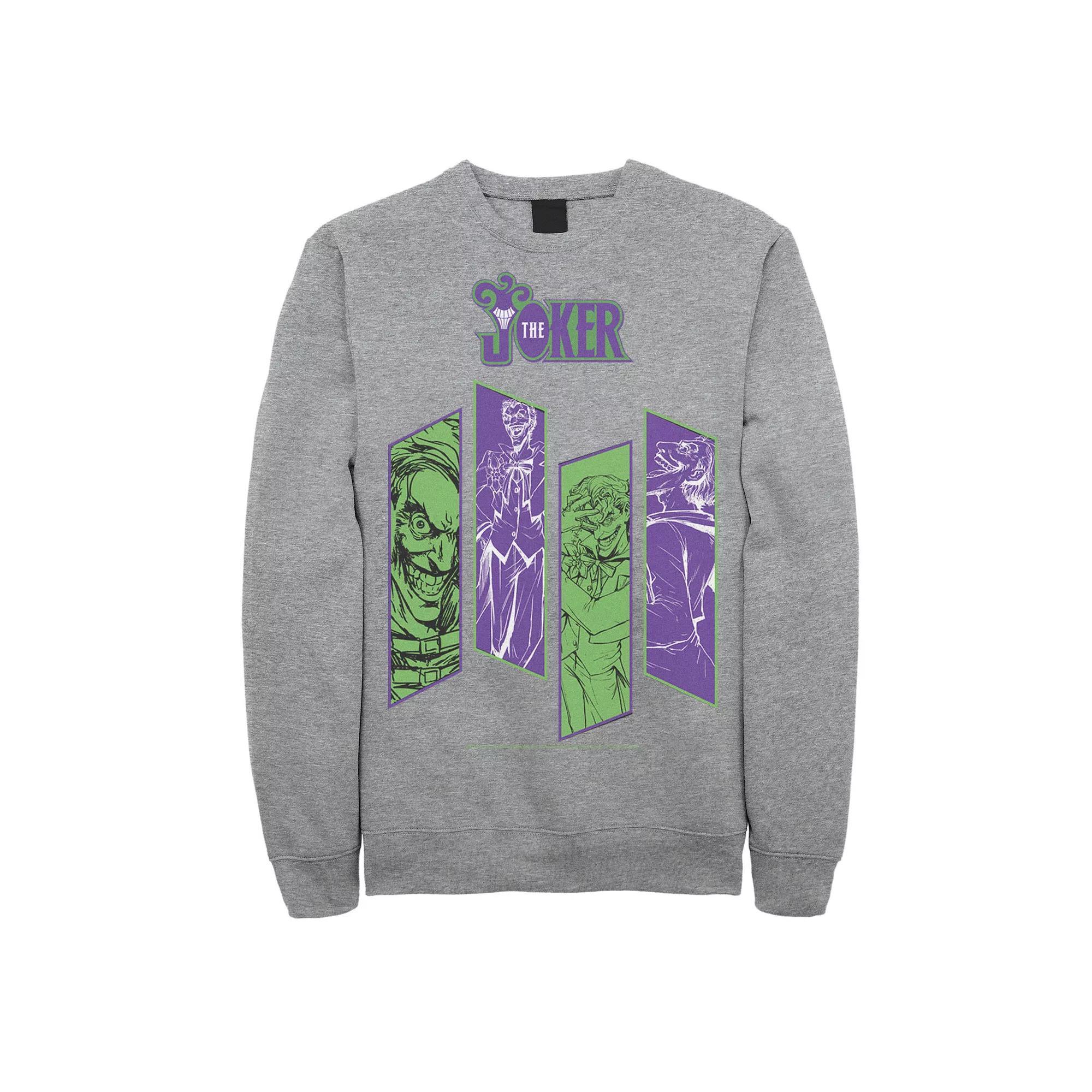 Men's DC Comics The Joker Portrait Panels Graphic Fleece Pullover, Size: XXL, Athletic Grey Product Image