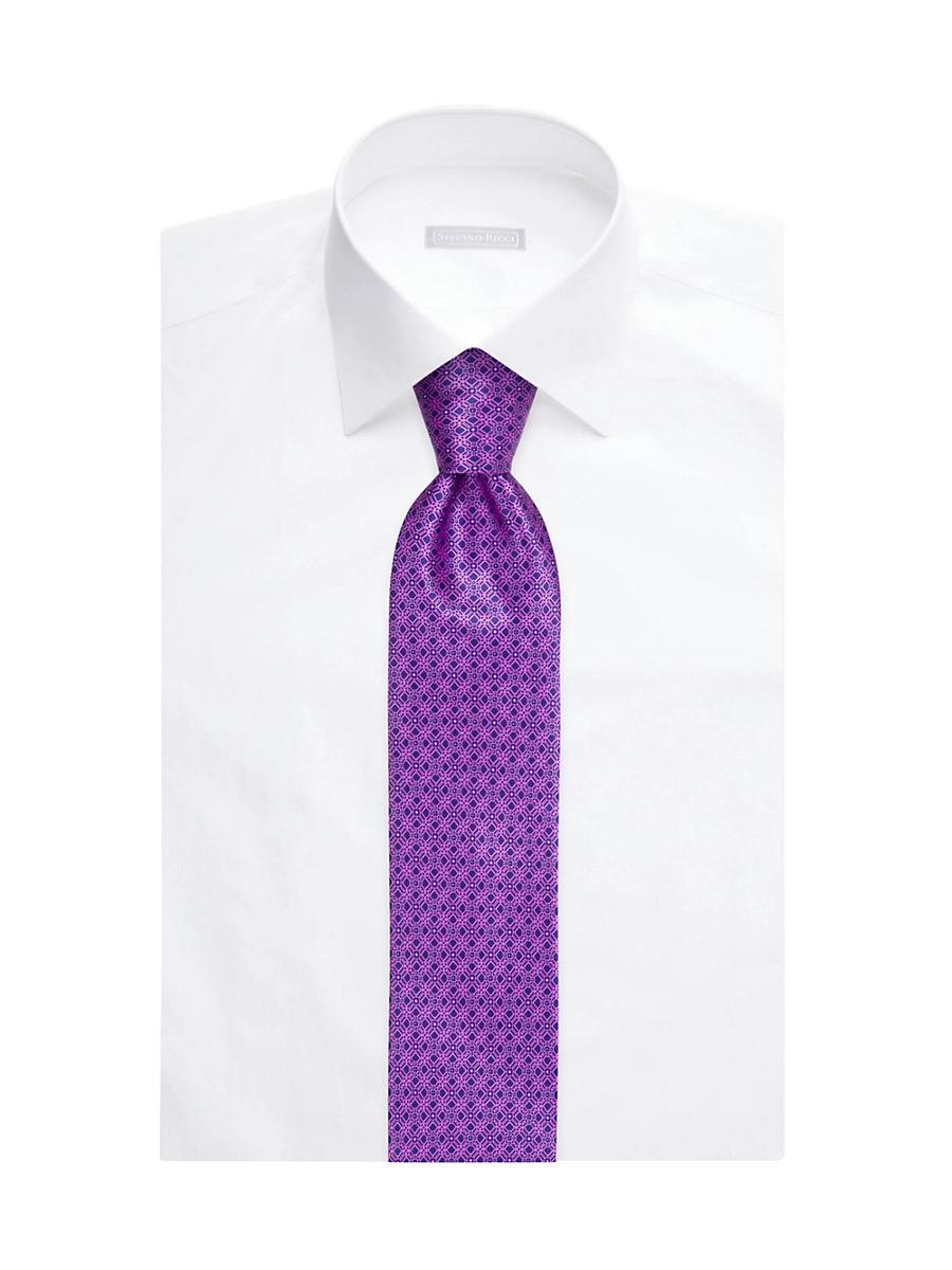 Mens Geometric Silk Tie Product Image