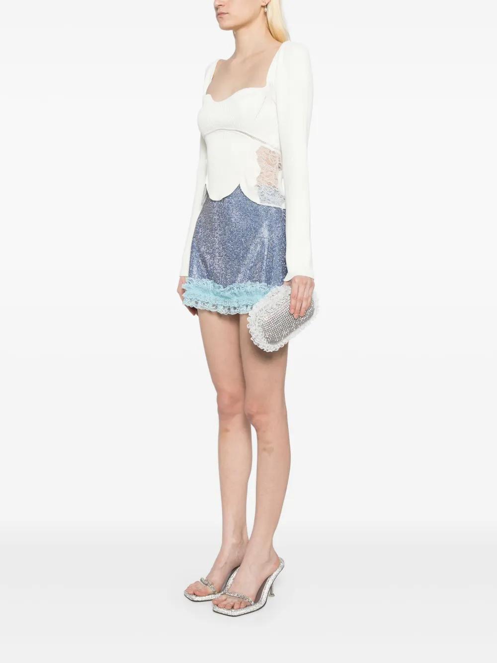 SELF-PORTRAIT Crystal Lace-detail Clutch Bag In Silver Product Image