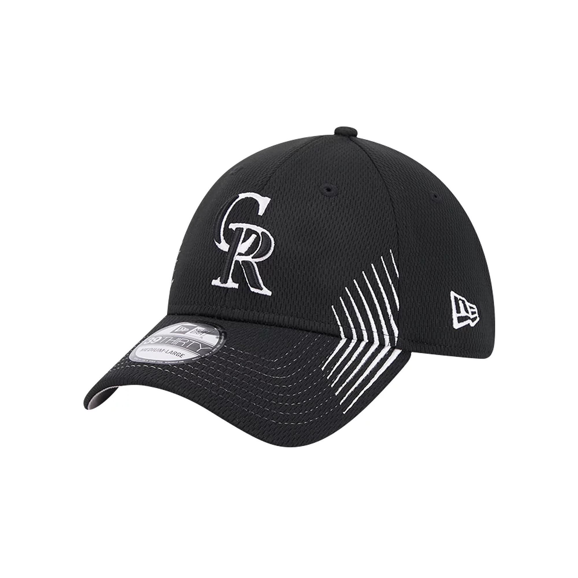 Men's New Era Black Colorado Rockies Active Dash Mark 39THIRTY Flex Hat, Size: Medium/Large Product Image