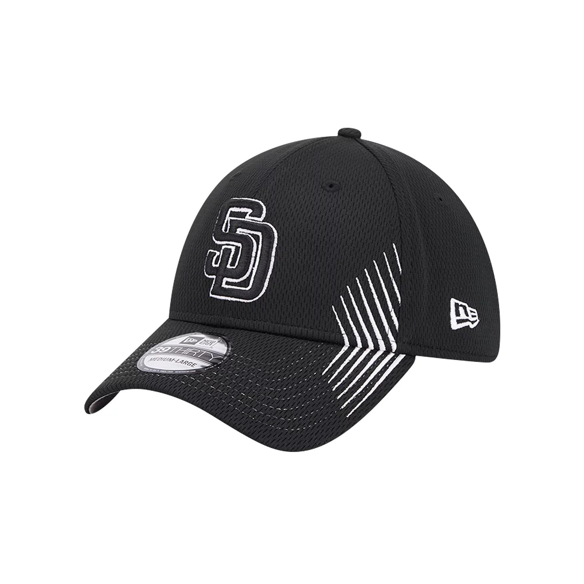 Men's New Era Black San Diego Padres Active Dash Mark 39THIRTY Flex Hat, Size: Small/Medium Product Image