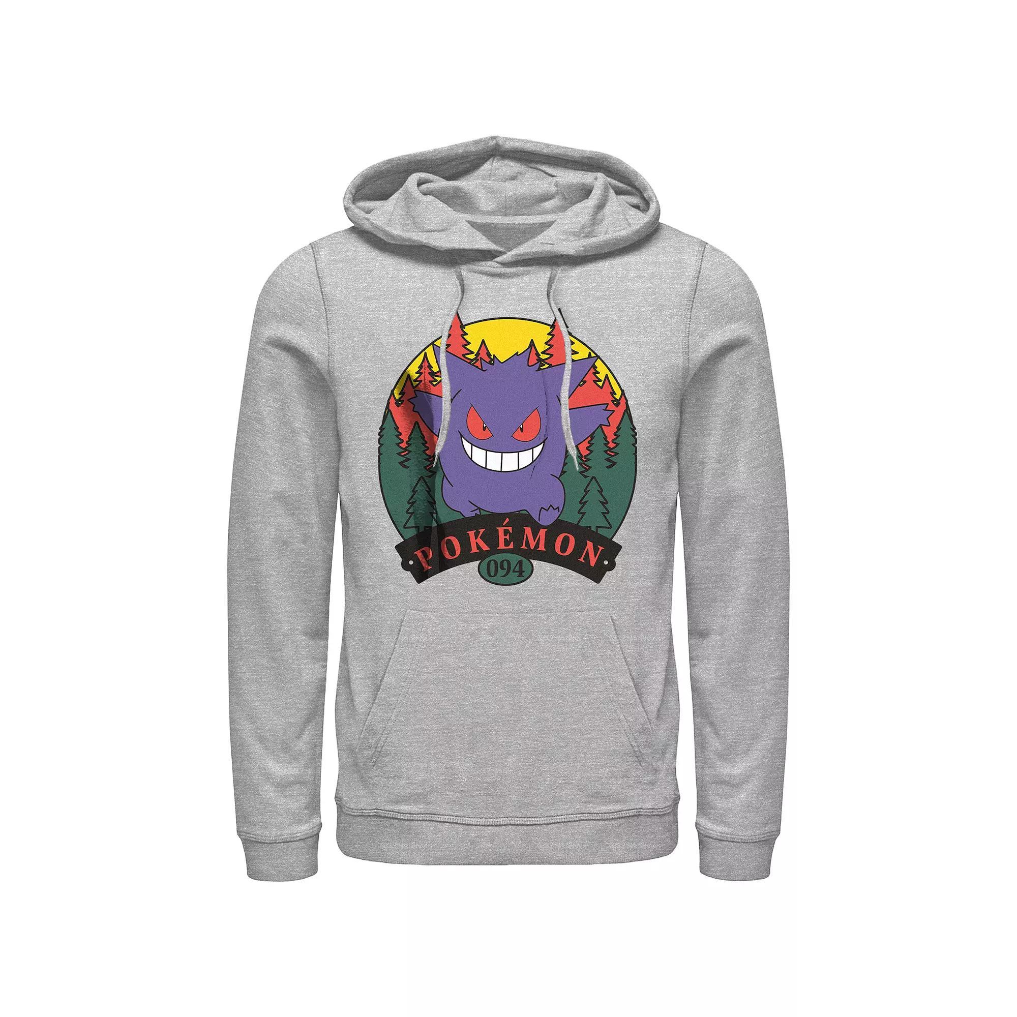 Men's Pokemon Gengar Attack Graphic Hoodie, Size: Small, Athletic Grey Product Image
