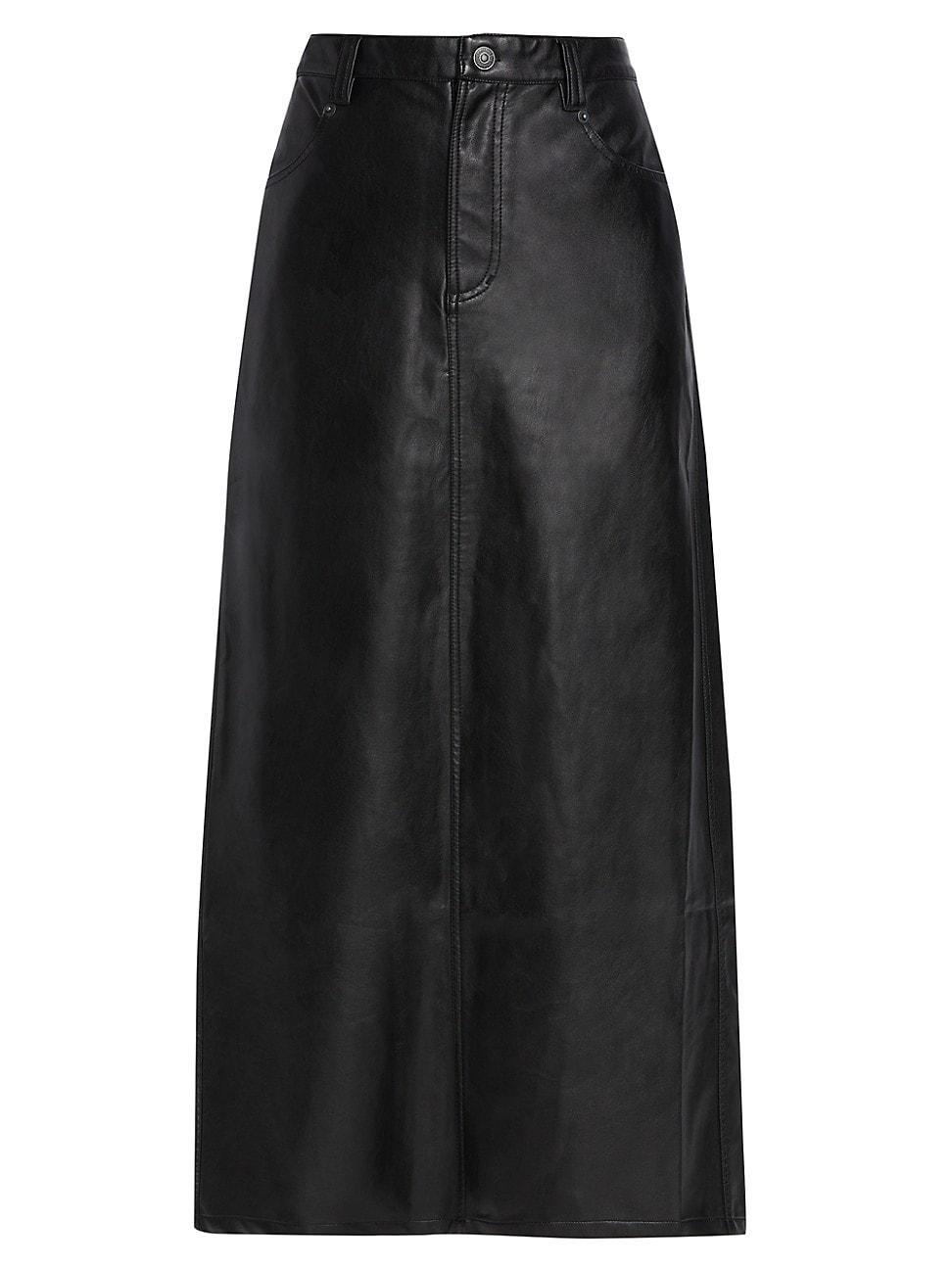 x We The Free City Slicker Faux Leather Maxi Skirt In Black Free People Product Image