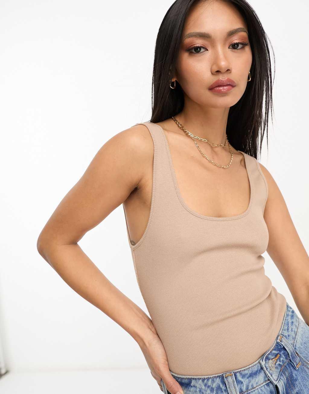ASOS DESIGN scoop neck ribbed bodysuit Product Image