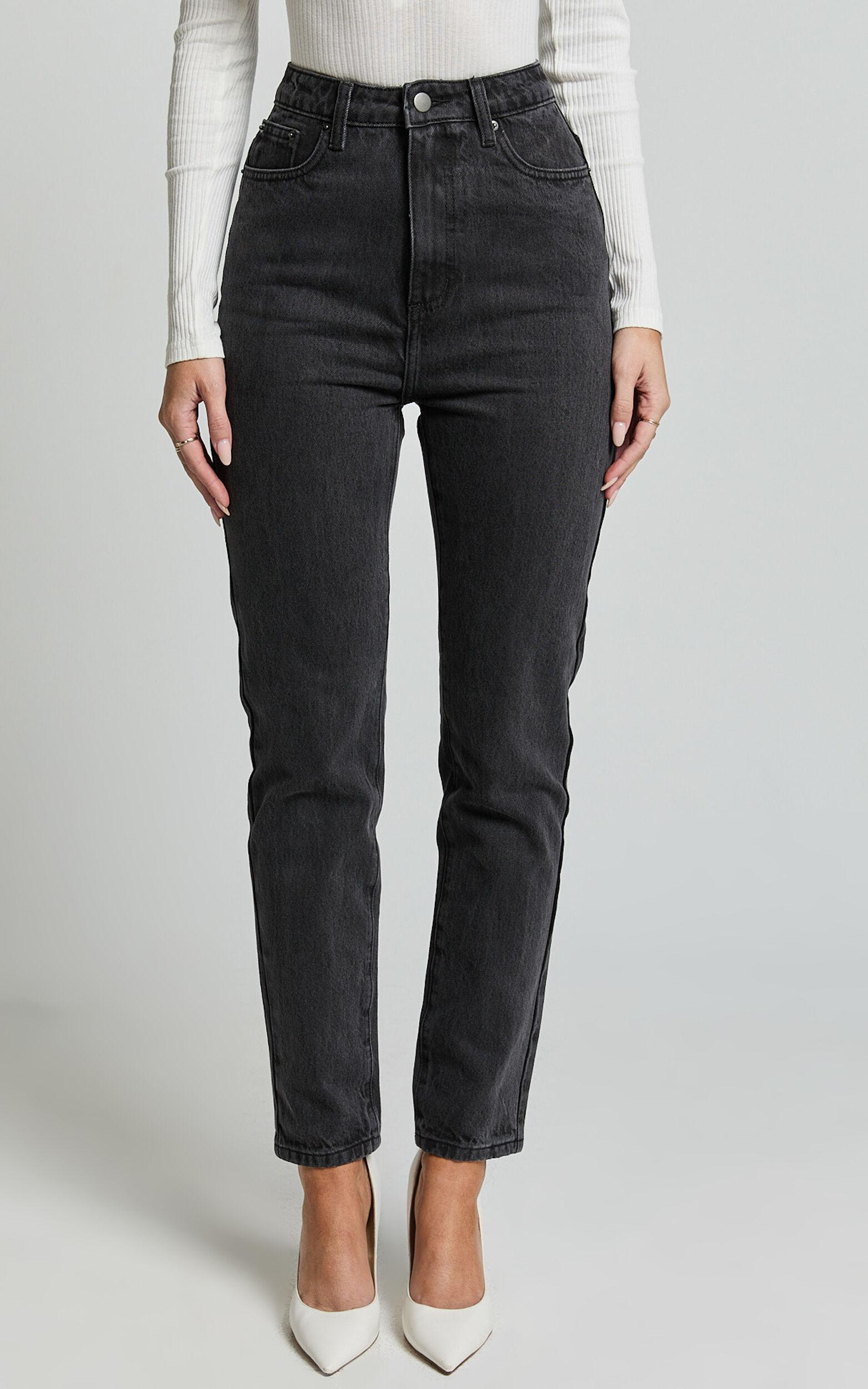 Billie Jeans - High Waisted Recycled Cotton Mom Denim Jeans in Washed Black Product Image