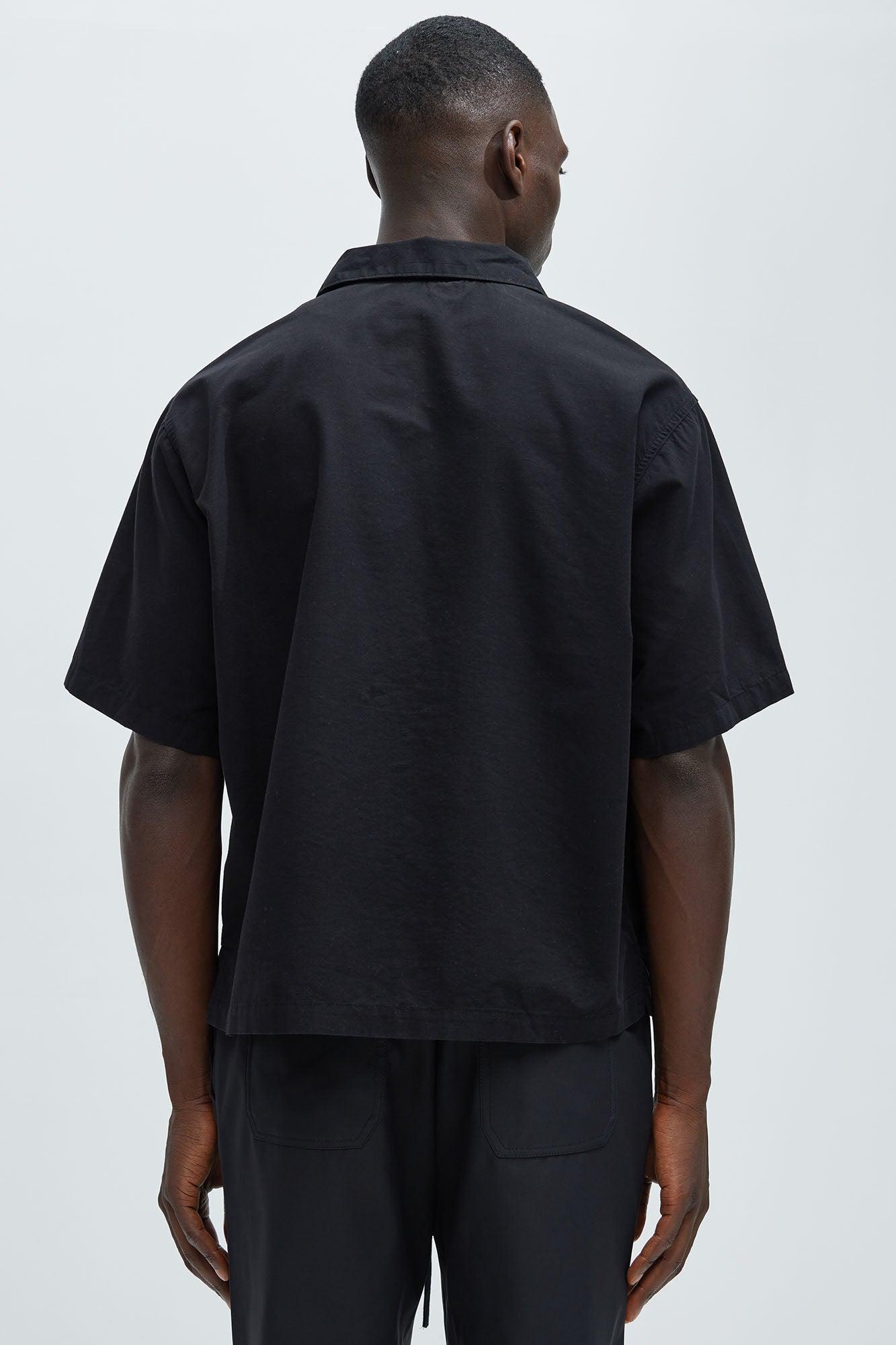 Ryland Relaxed Cotton Short Sleeve Cuban Shirt - Black Product Image