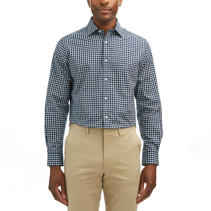 Men's Haggar® Premium Comfort Classic Fit Wrinkle Resistant Dress Shirt, Size: 15.5-32/33, Blue Check Product Image