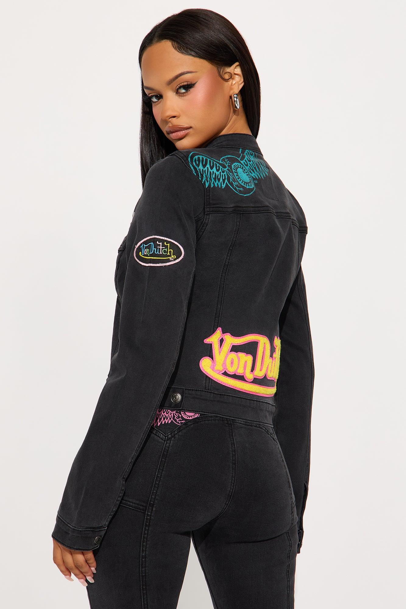 Von Dutch Denim Moto Jacket - Black Wash Product Image