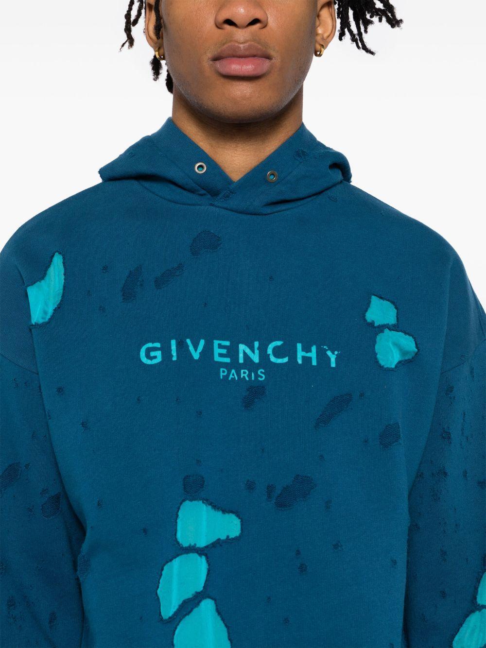 distressed logo-print hoodies Product Image