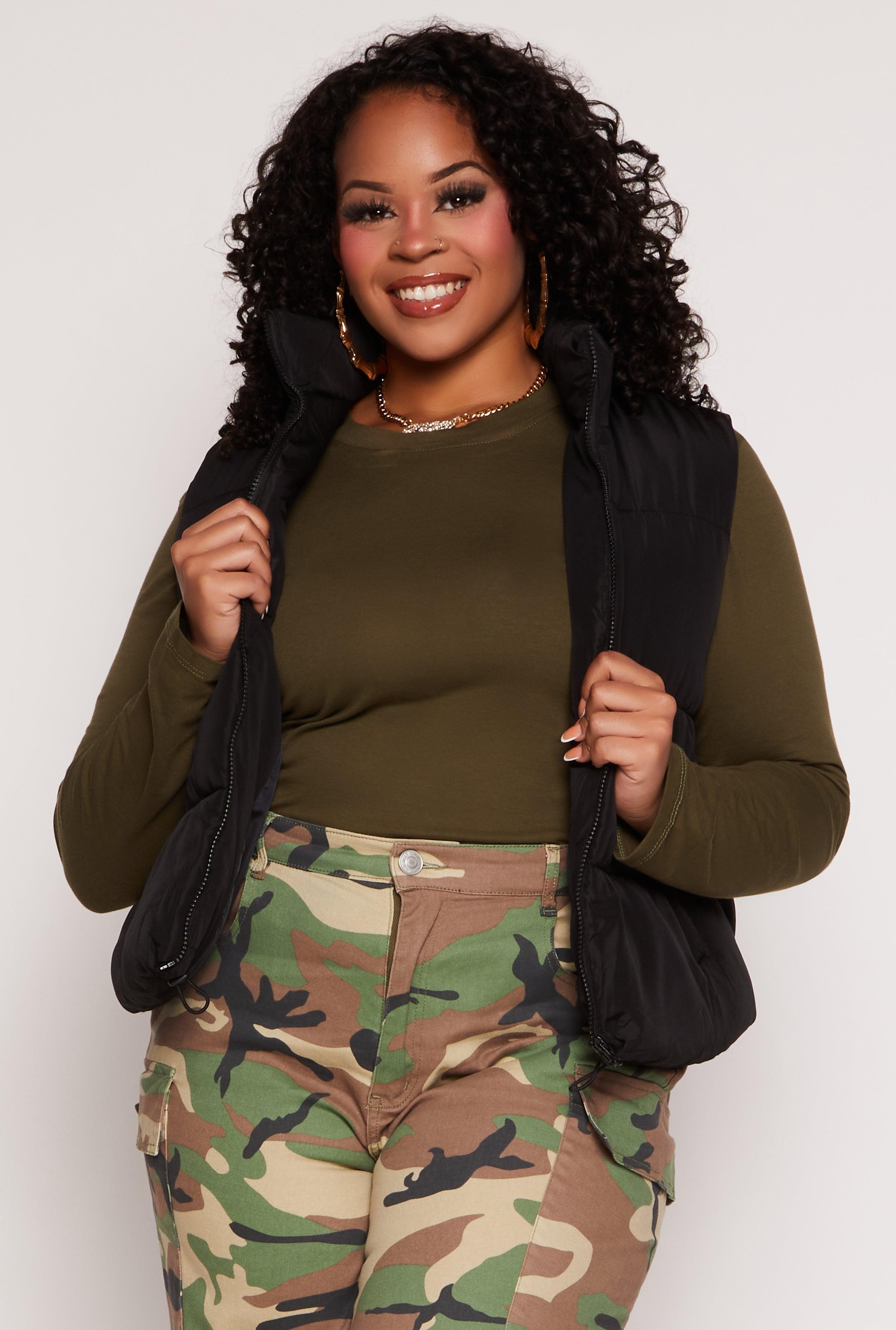 Womens Plus Size Almost Famous Nylon Puffer Vest Product Image