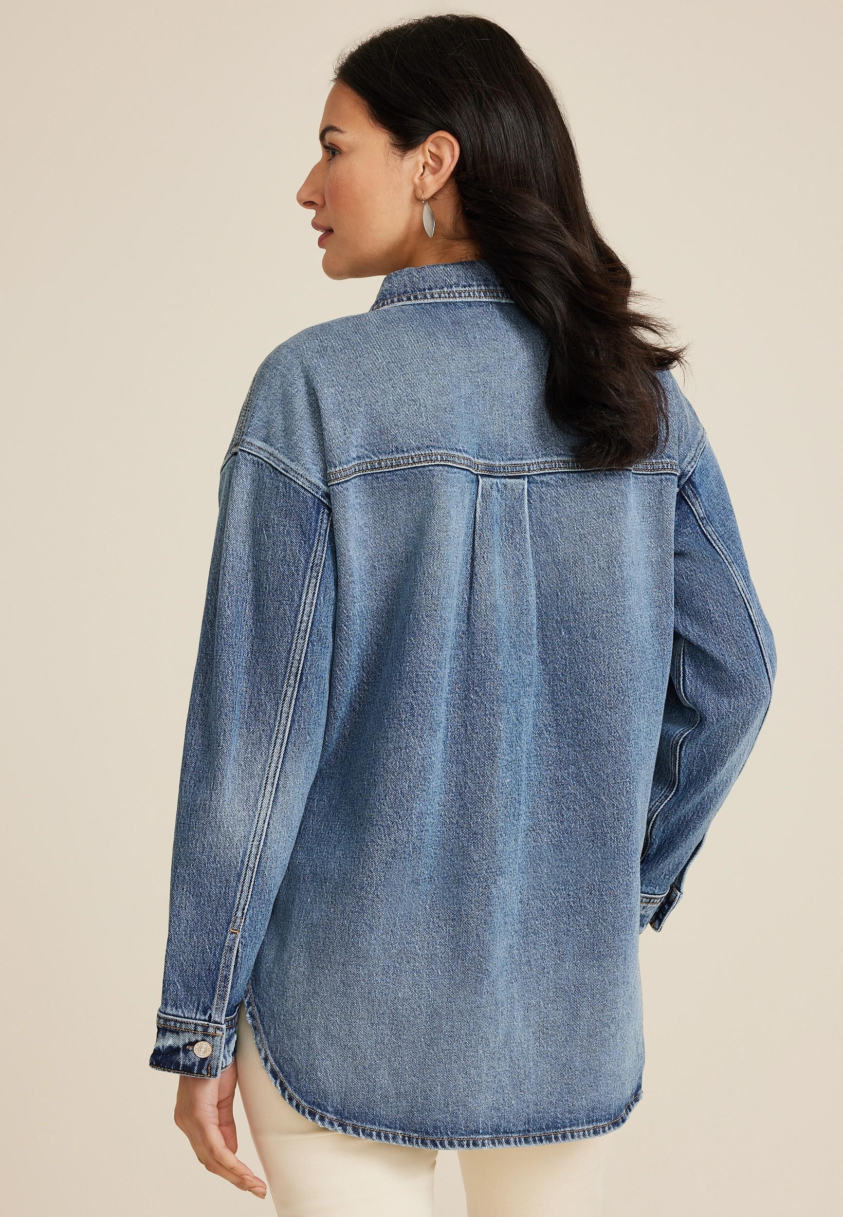 Maurices Womens Jeans Blue Denim Shacket Size Small Product Image