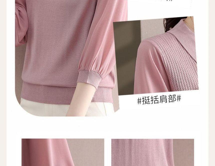 Puff-Sleeve Collared Frog Buttoned Blouse Product Image