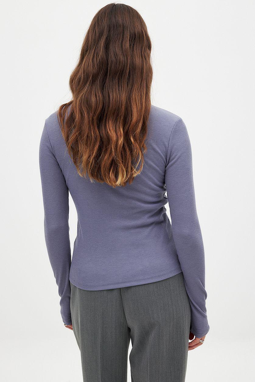 Ribbed Long Sleeved Round Neck Top Product Image