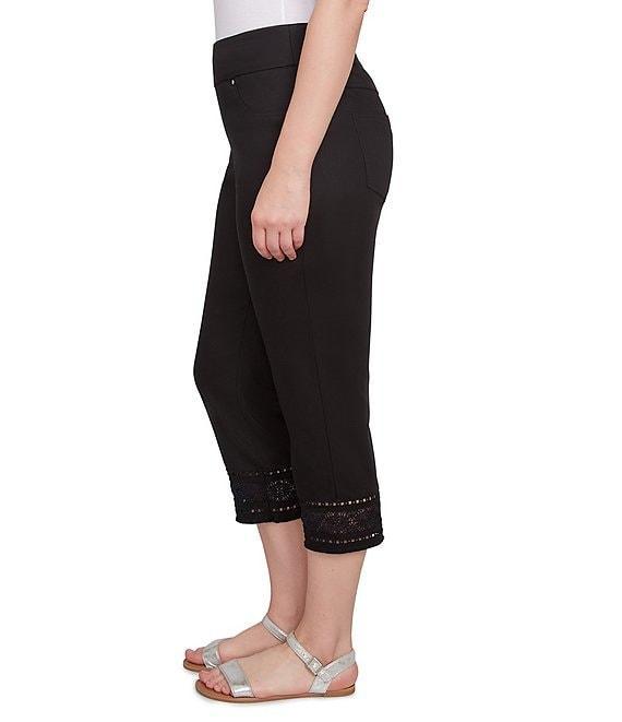 Ruby Rd. Tencel ™ Embroidered Lotus Lace Hem Pull-On Pants Product Image