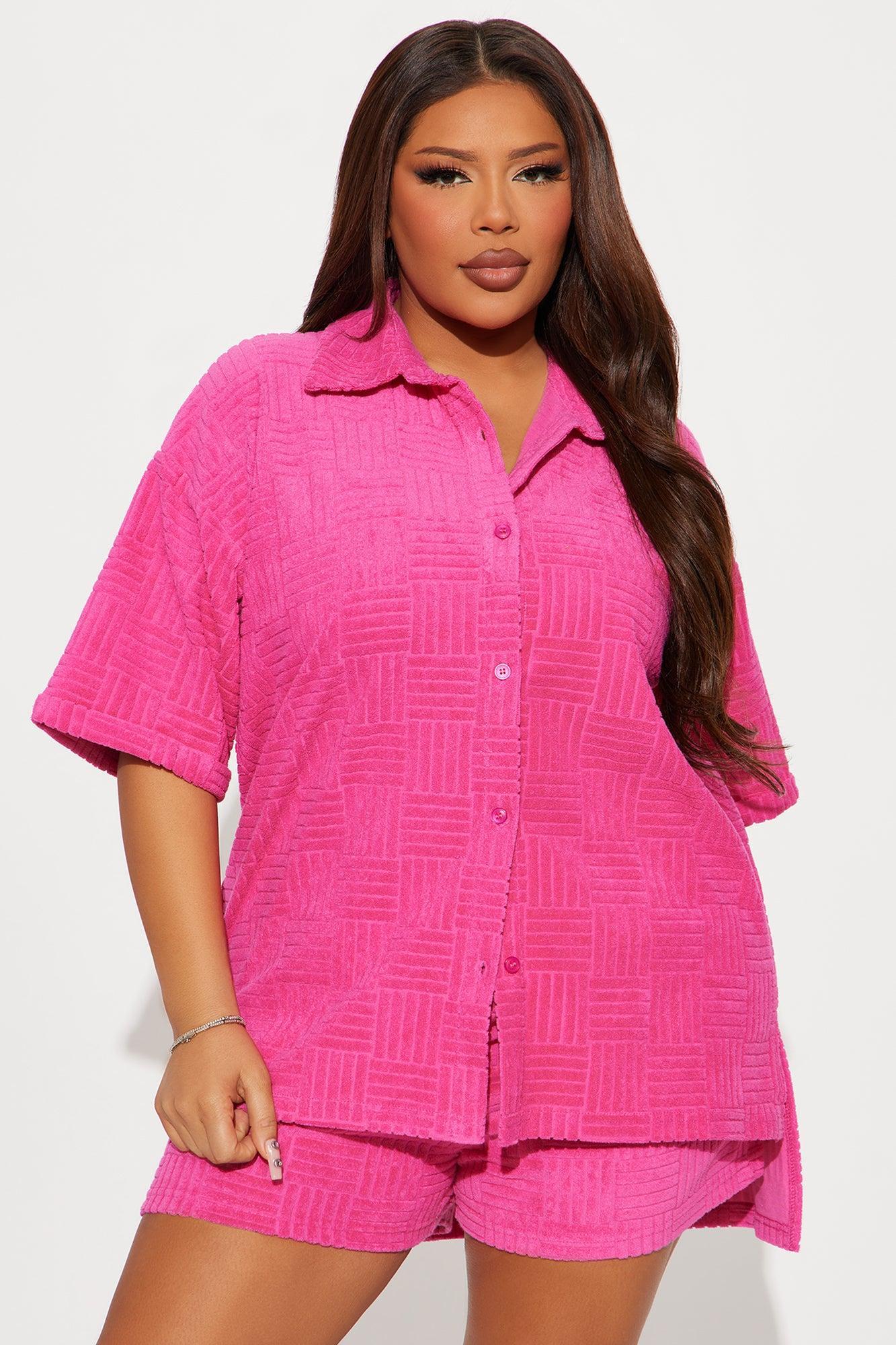 Ayana Terry Cloth Short Set - Pink Product Image