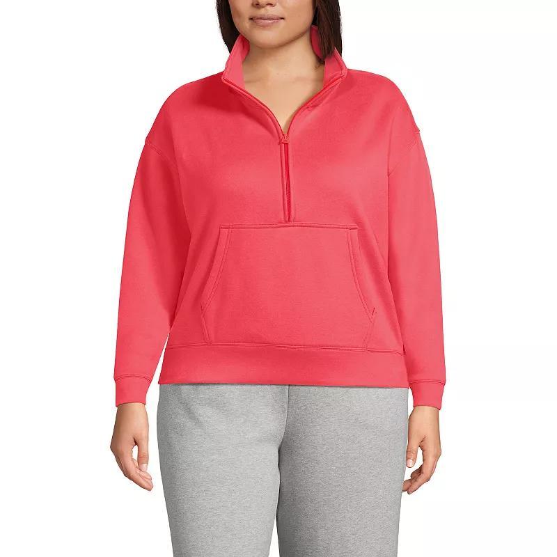 Plus Size Lands' End Serious Sweats Long Sleeve Half Zip Sweatshirt, Women's, Size: 1XL, Deep Pink Product Image