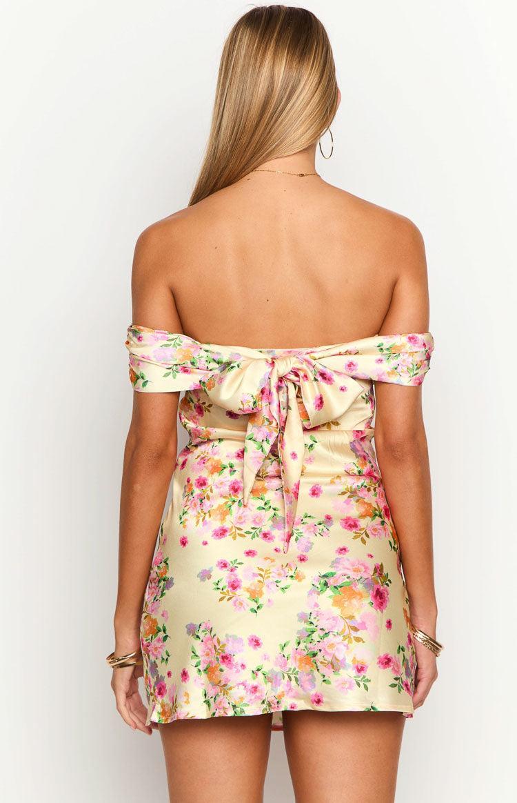 Primrose Yellow Bloom Off the Shoulder Mini Dress Product Image