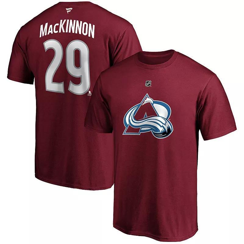 Men's Fanatics Branded Nathan MacKinnon Burgundy Colorado Avalanche Big & Tall Name & Number T-Shirt, Size: 3XLT, Med Re Product Image