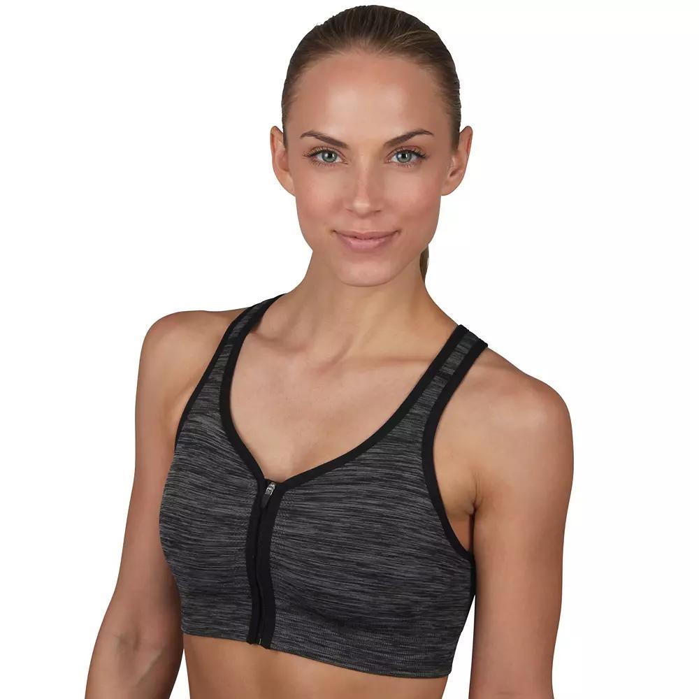 Jockey Sport® Zip Front Seam Free Sports Bra, Women's, Size: Small, Deep Black Space Dye Product Image