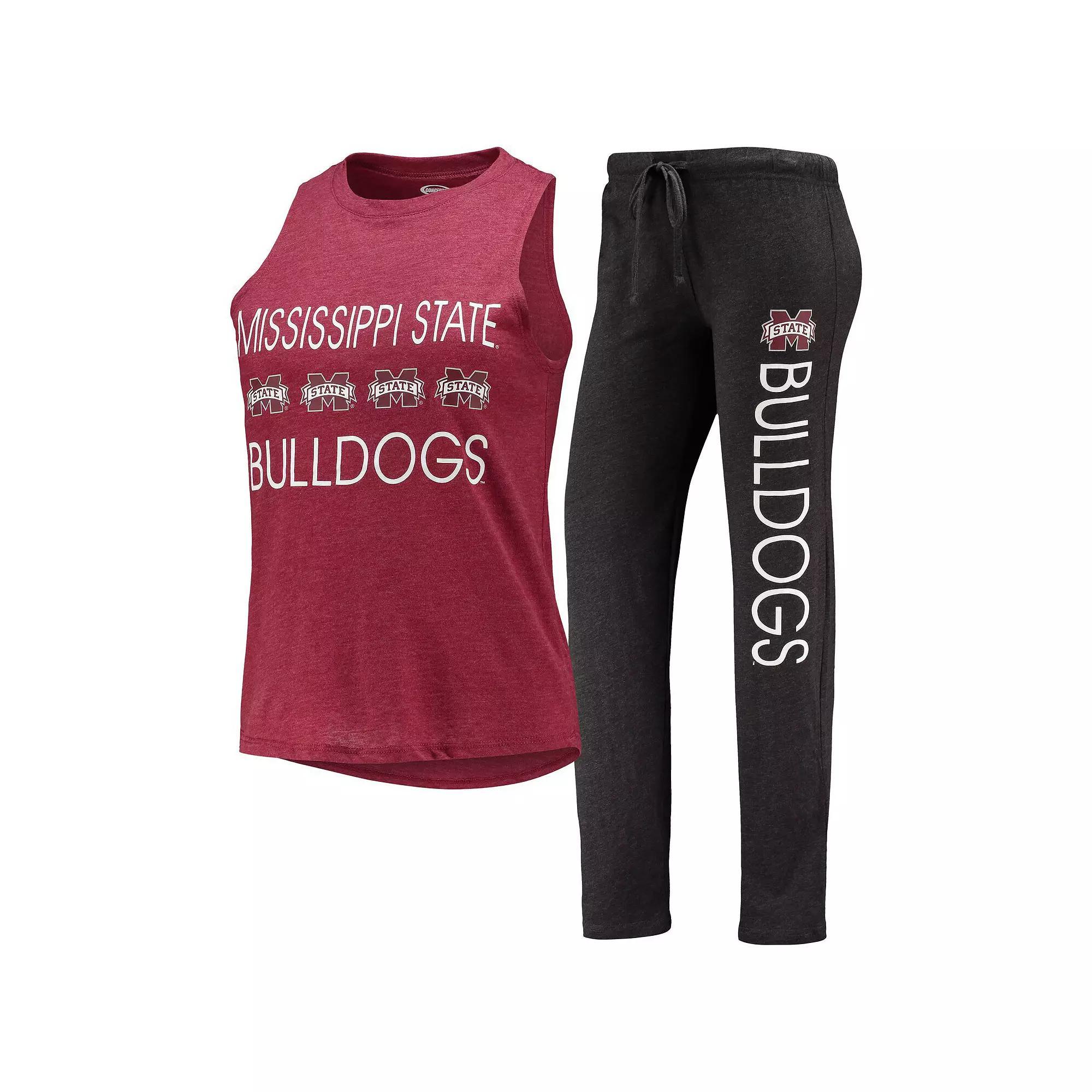 Women's Concepts Sport Black/Maroon Mississippi State Bulldogs Tank Top & Pants Sleep Set, Size: XL, Mst Black Product Image
