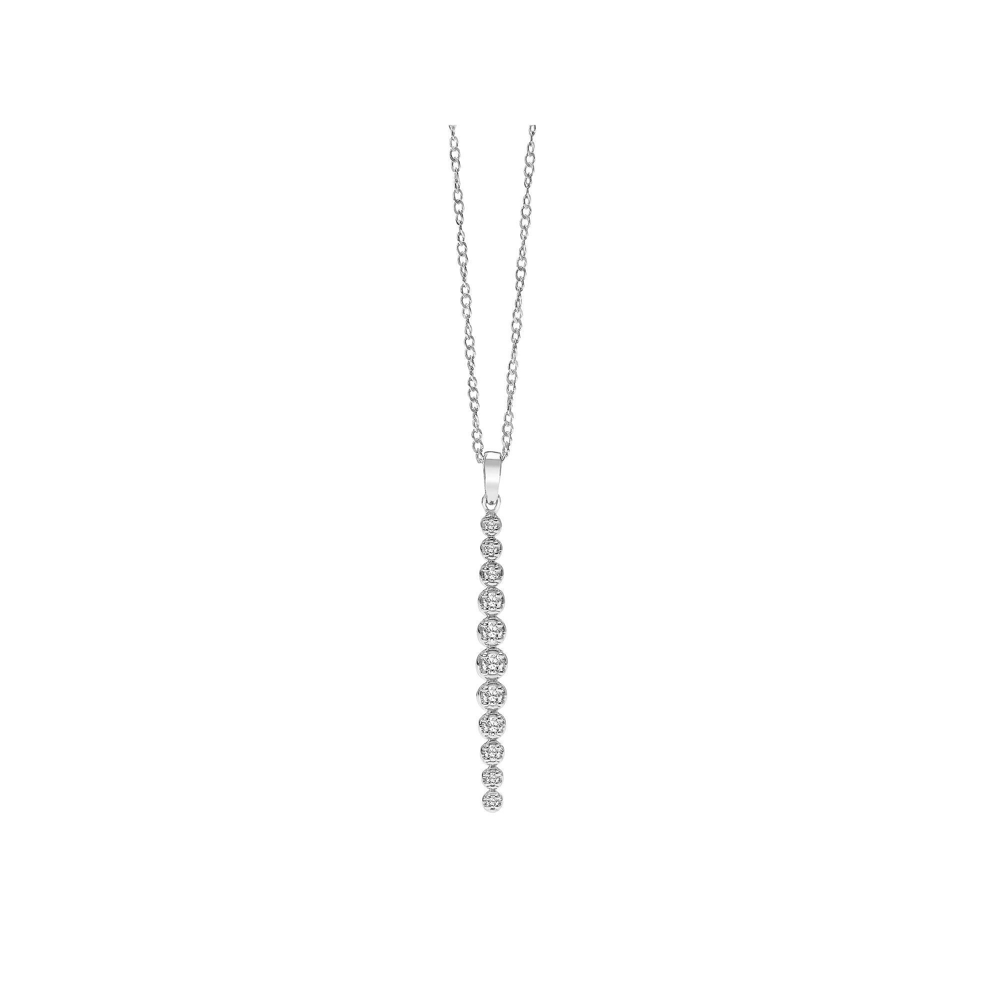 Sterling Silver 1/8 Carat T.W. Diamond Vertical Drop Pendant Necklace, Women's, Size: 18" Product Image