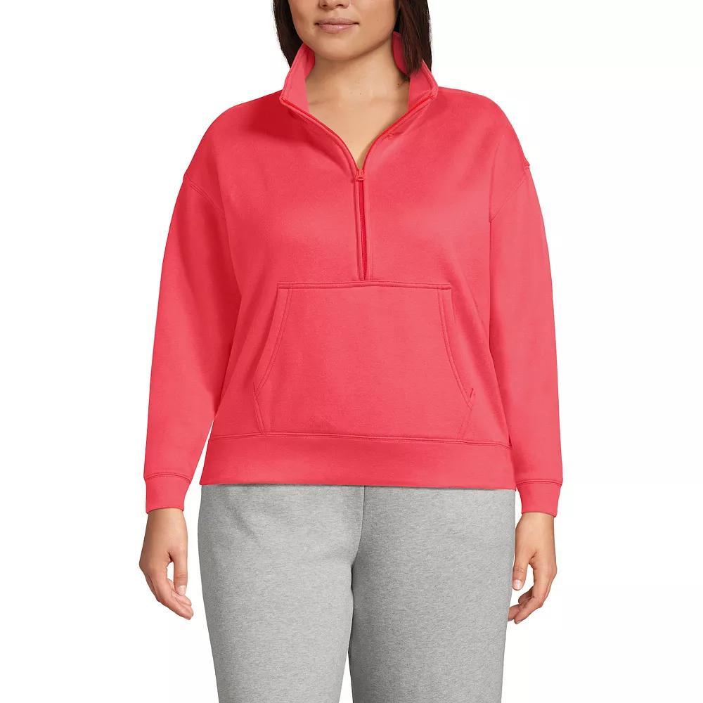 Plus Size Lands' End Serious Sweats Long Sleeve Half Zip Sweatshirt, Women's, Size: 1XL, Deep Pink Product Image