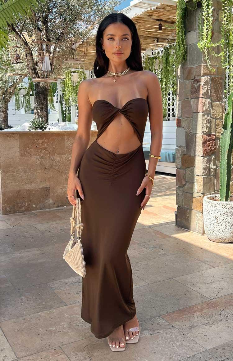 Juliete Brown Midi Dress Product Image