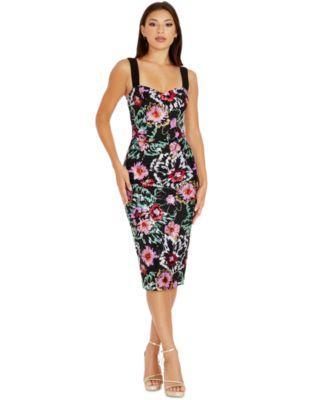 Dress the Population Womens Nicole Sequin Floral Midi Dress Product Image