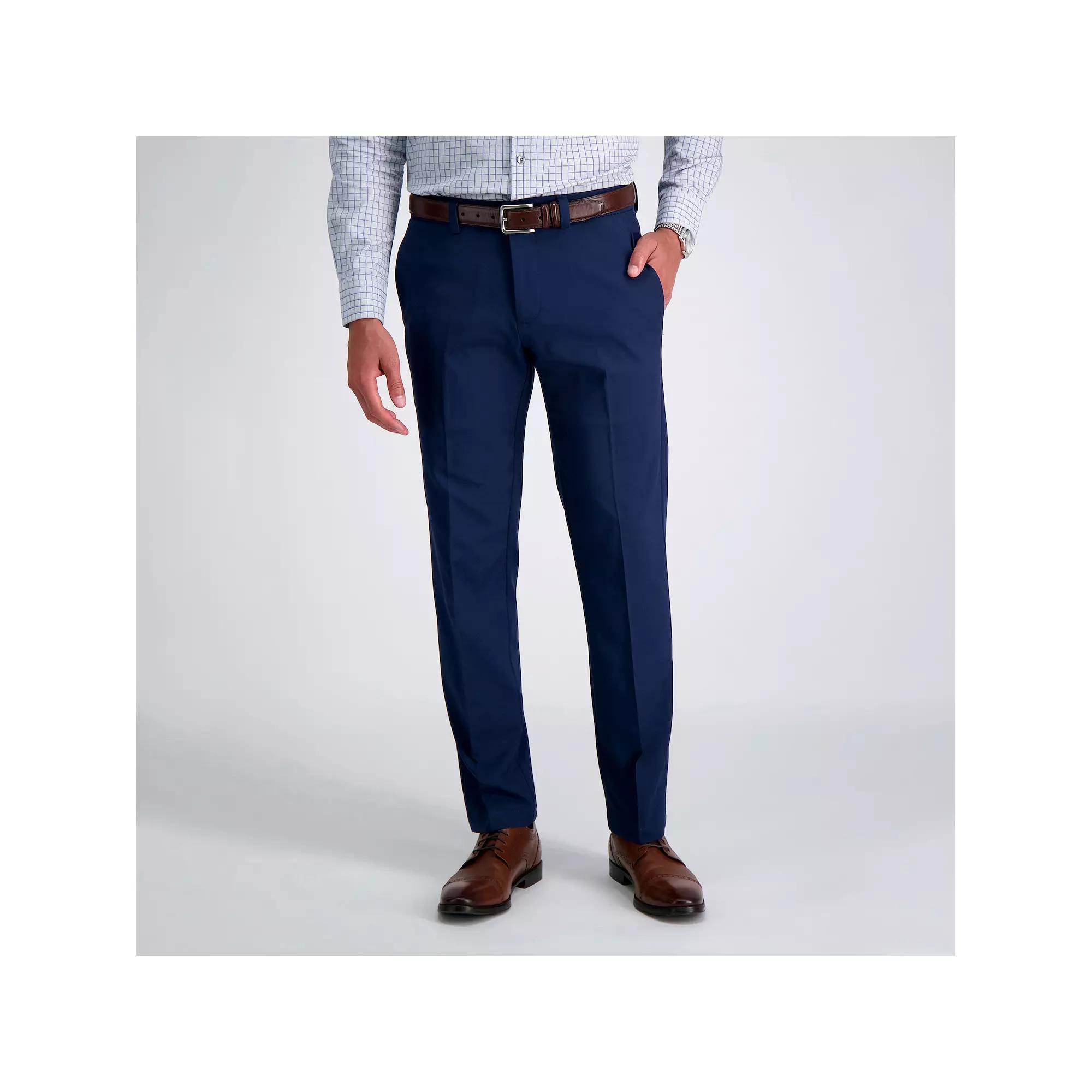 Men's Haggar® Cool Right® Performance Flex Straight-Fit Flat-Front Pants, Size: 40 X 32, Dark Gray Grey Product Image