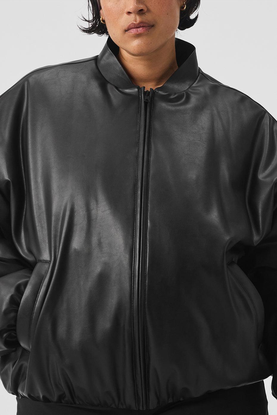 Faux Leather Premier Bomber - Black Female Product Image