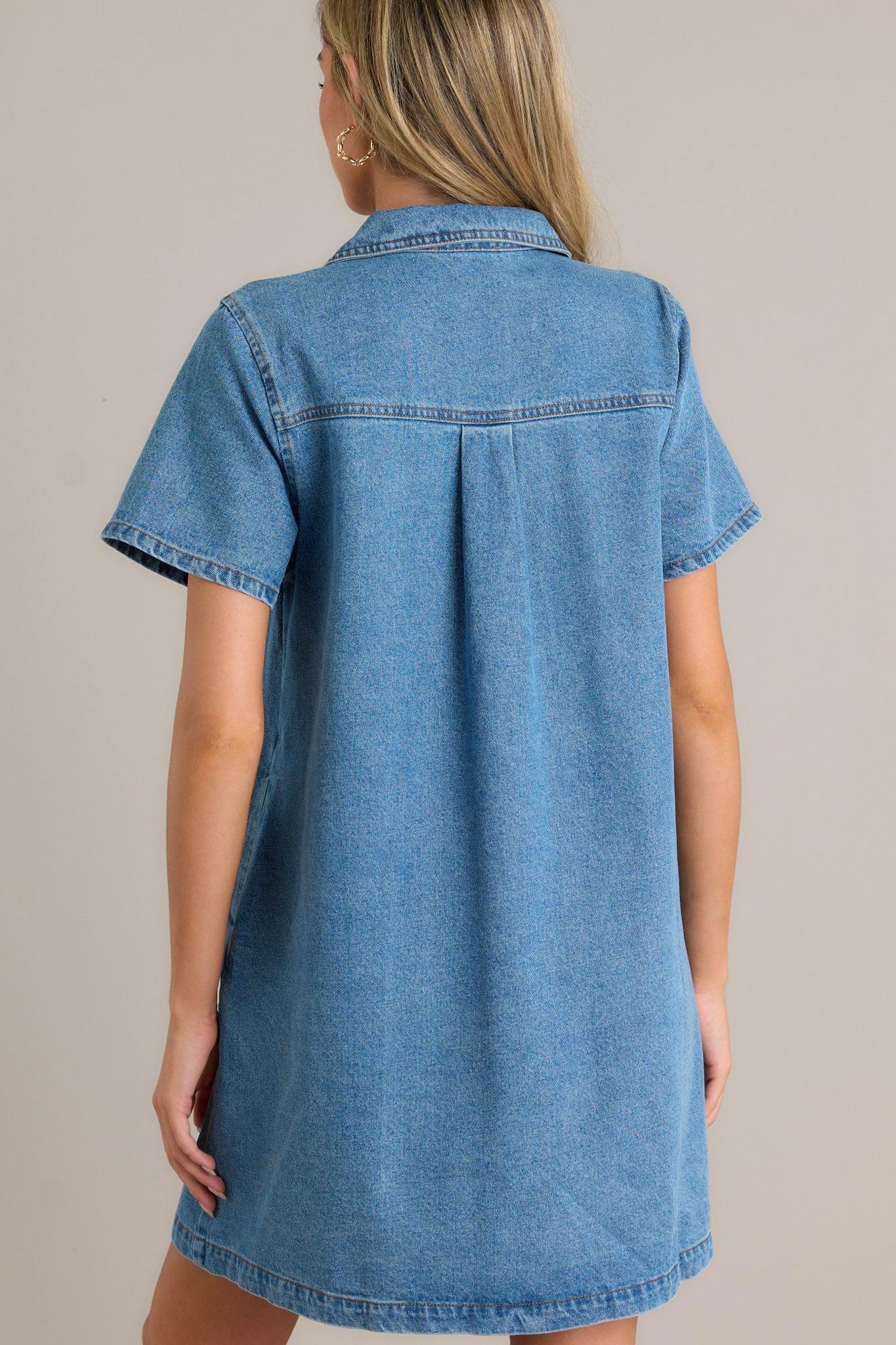 Midnight City Denim Short Sleeve Mini Dress Product Image