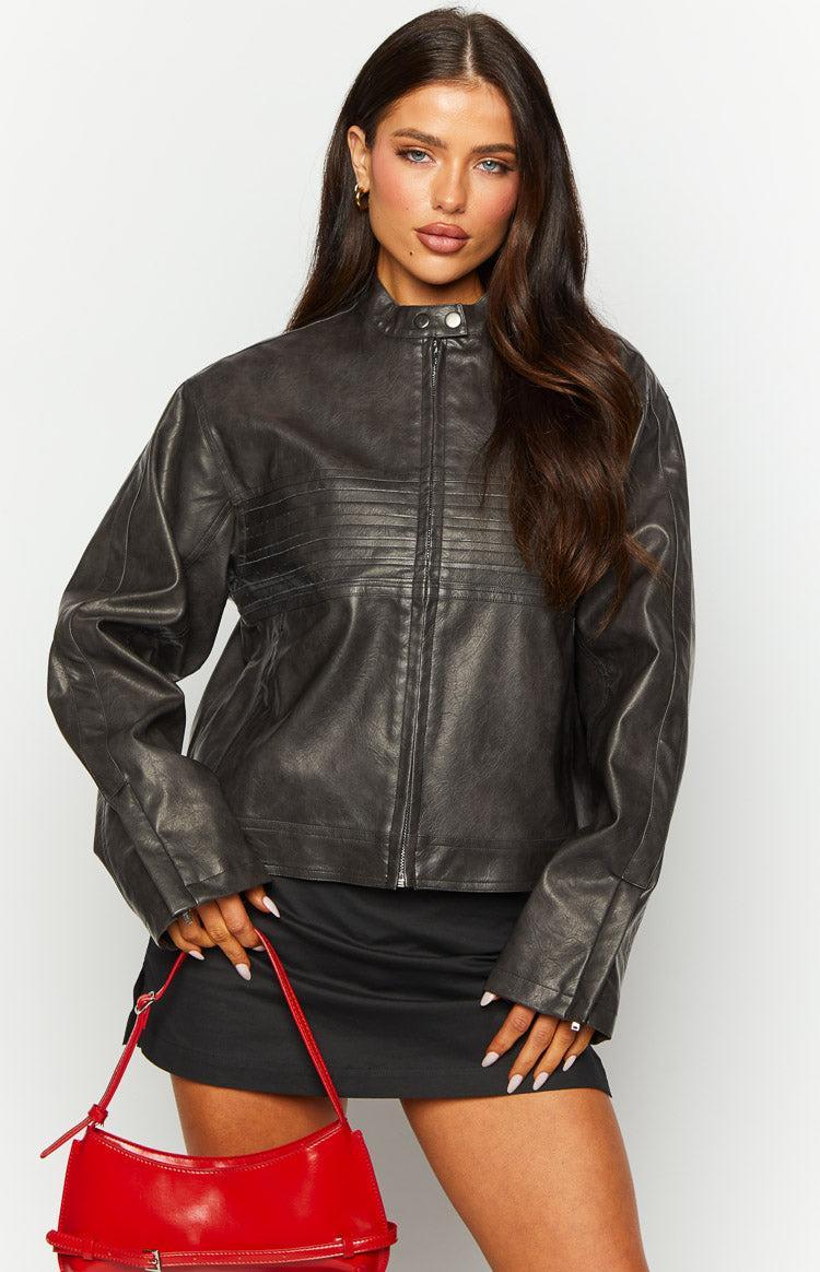 Sam Vintage Black PU Jacket Product Image