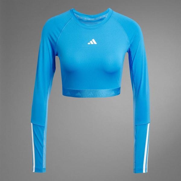 adidas Hyperglam Training Cropped Long Sleeve Tee Shadow Brown M Womens Product Image