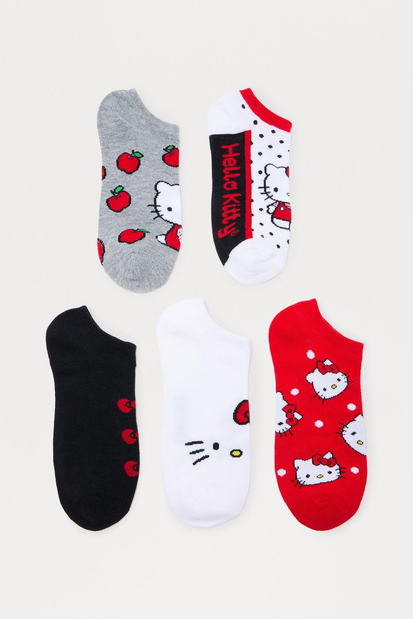 Hello Kitty 5 Pack Ankle Socks - Black/Red Female Product Image