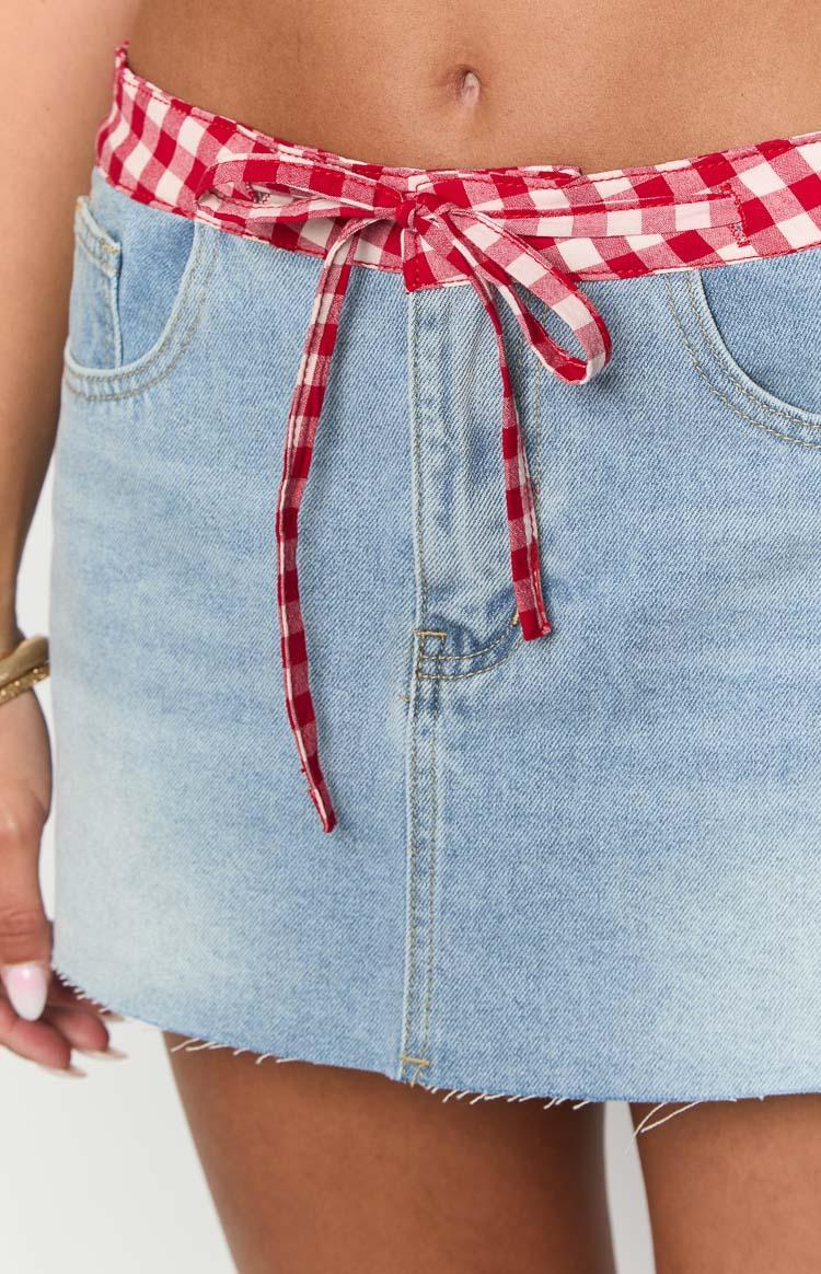 Sadie Denim Low Rise Mini Skirt Product Image