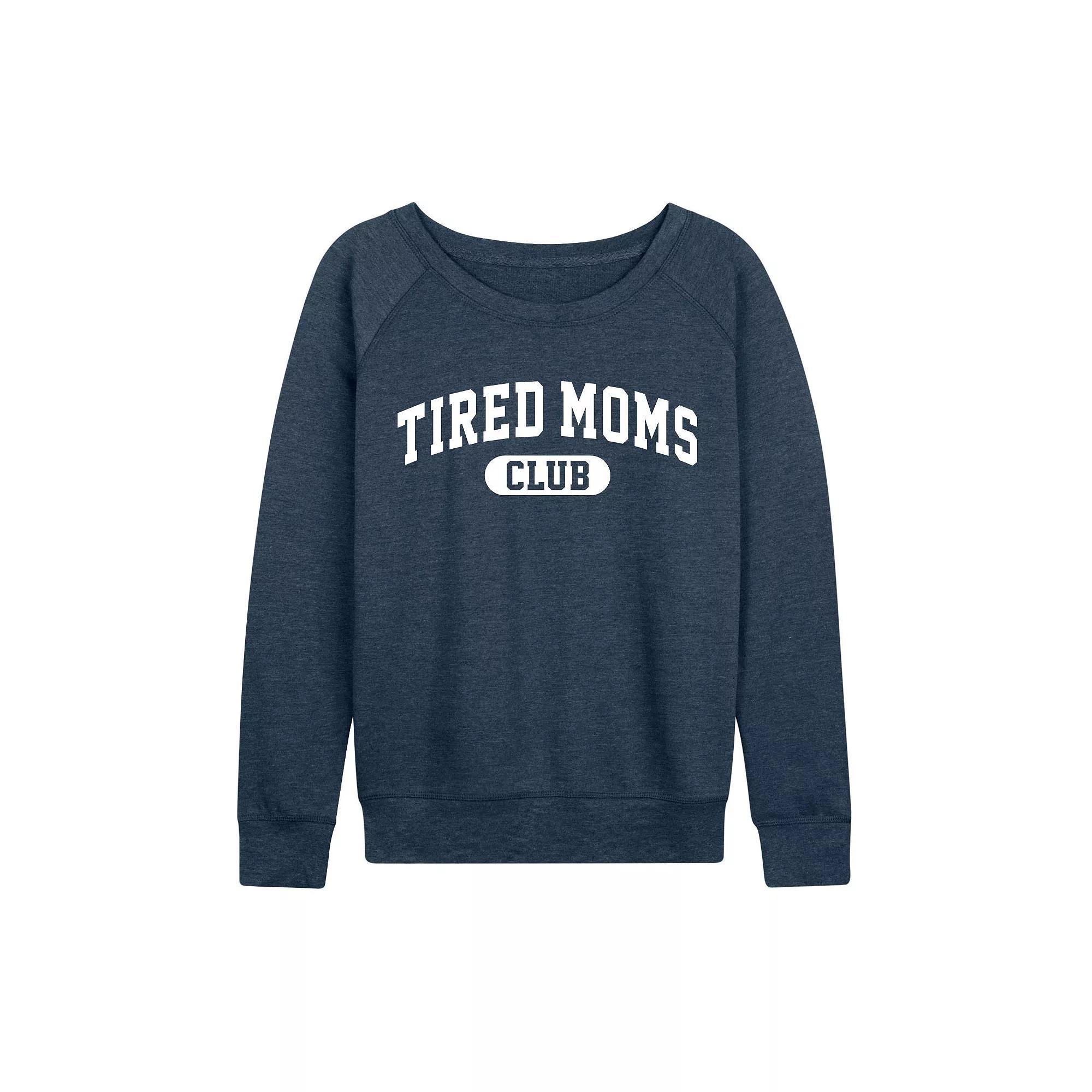 Womens Tired Moms Club French Terry Long Sleeve Tee, Girls Heather Grey Product Image