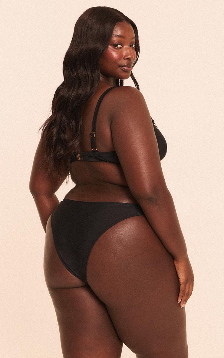 Plus Black Boomerang Tanga Bikini Bottoms Product Image