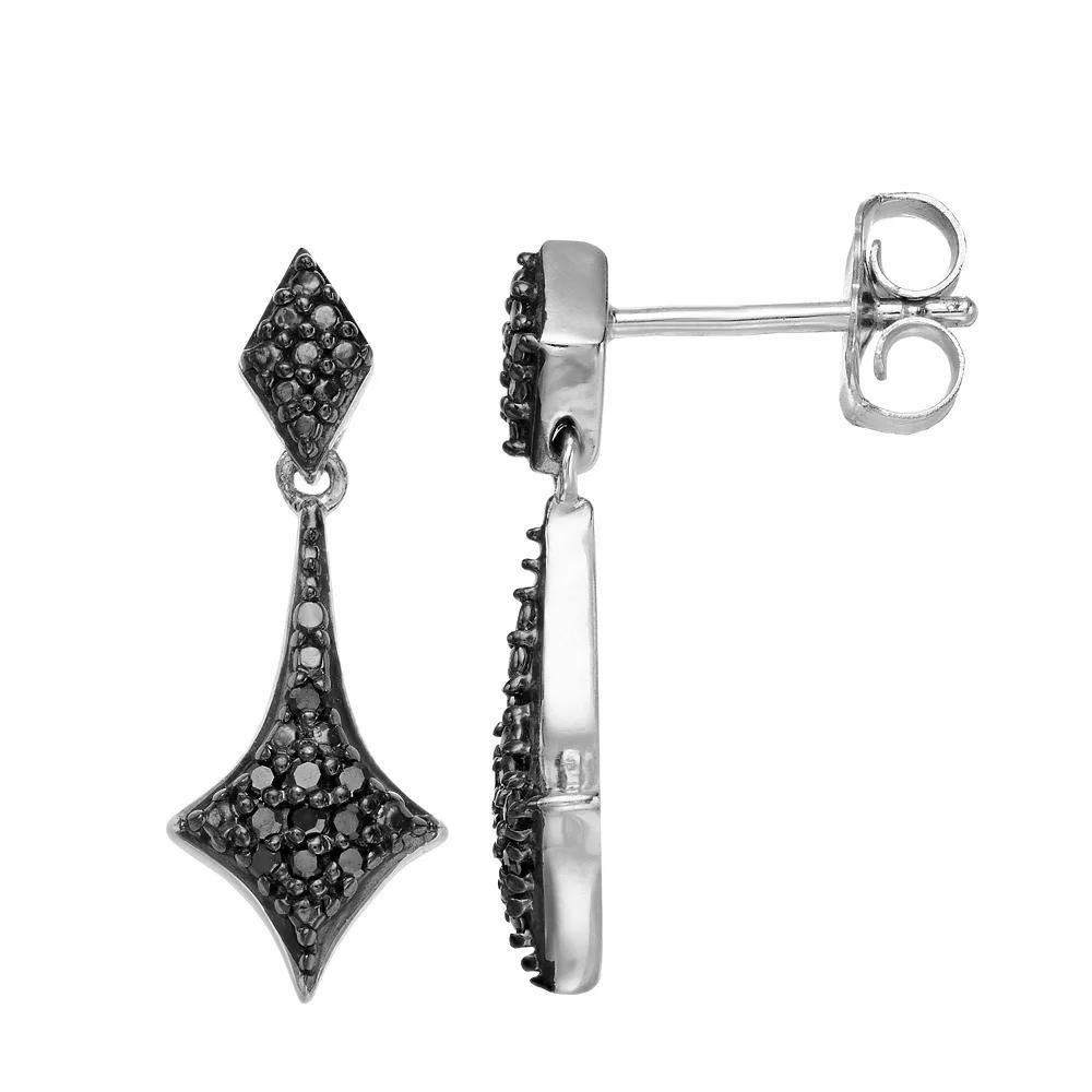 Sterling Silver 1/10 Carat T.W. Black Diamond Dangle Earrings, Women's Product Image