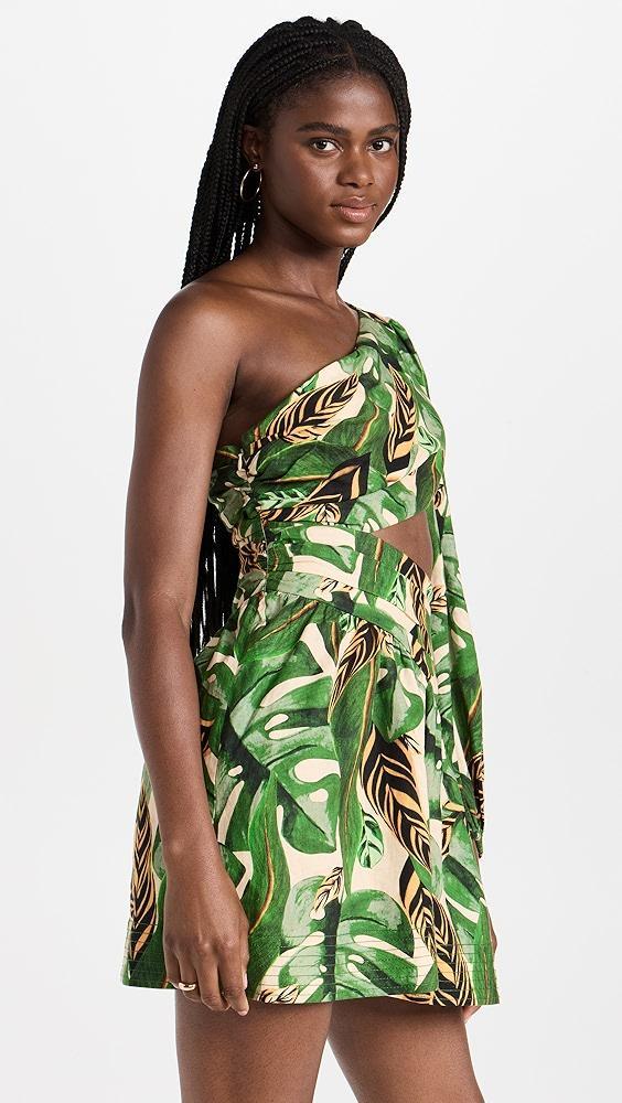 FARM Rio Tropical Leaves One Shoulder Mini Dress | Shopbop Product Image