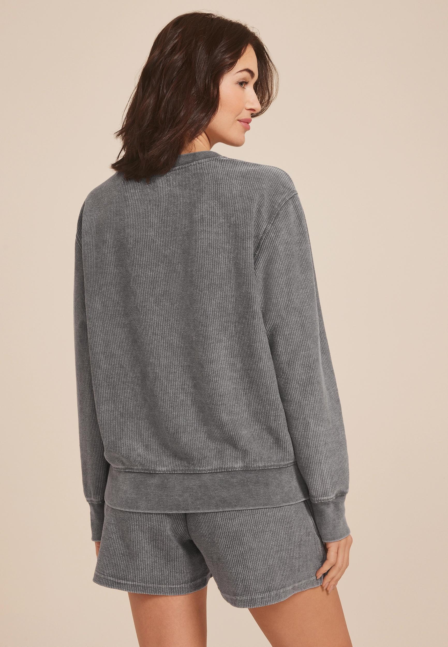 Corded Floral Crew Neck Sweatshirt Product Image