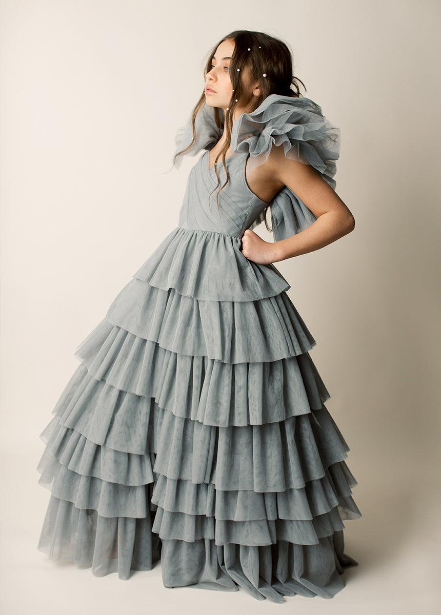 Briony Impact Dress in Dusty Blue Girls Product Image
