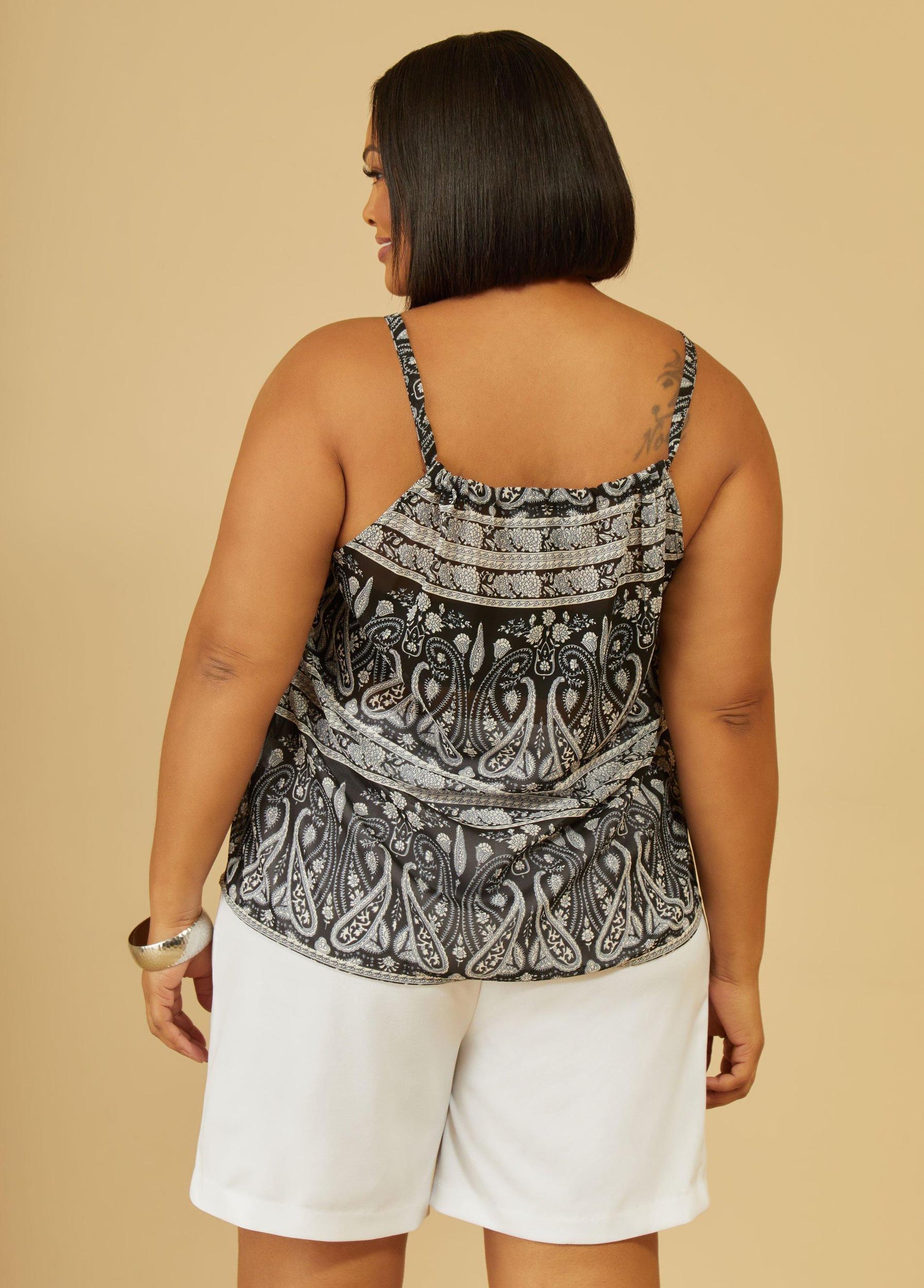 Keyhole Paisley Print Top Product Image