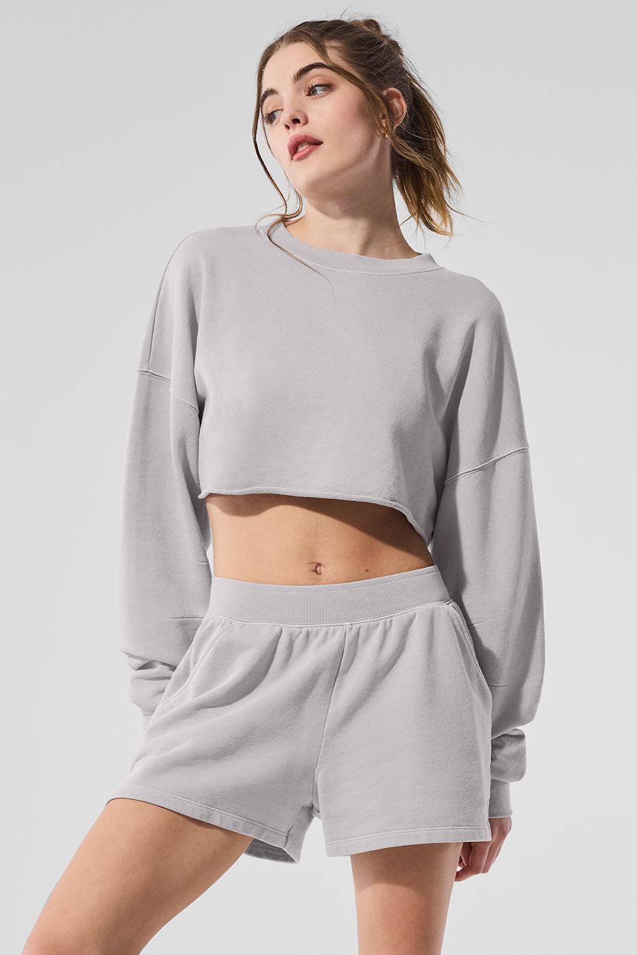 Washed Extreme Cropped Pullover - Grey Sky Wash Product Image