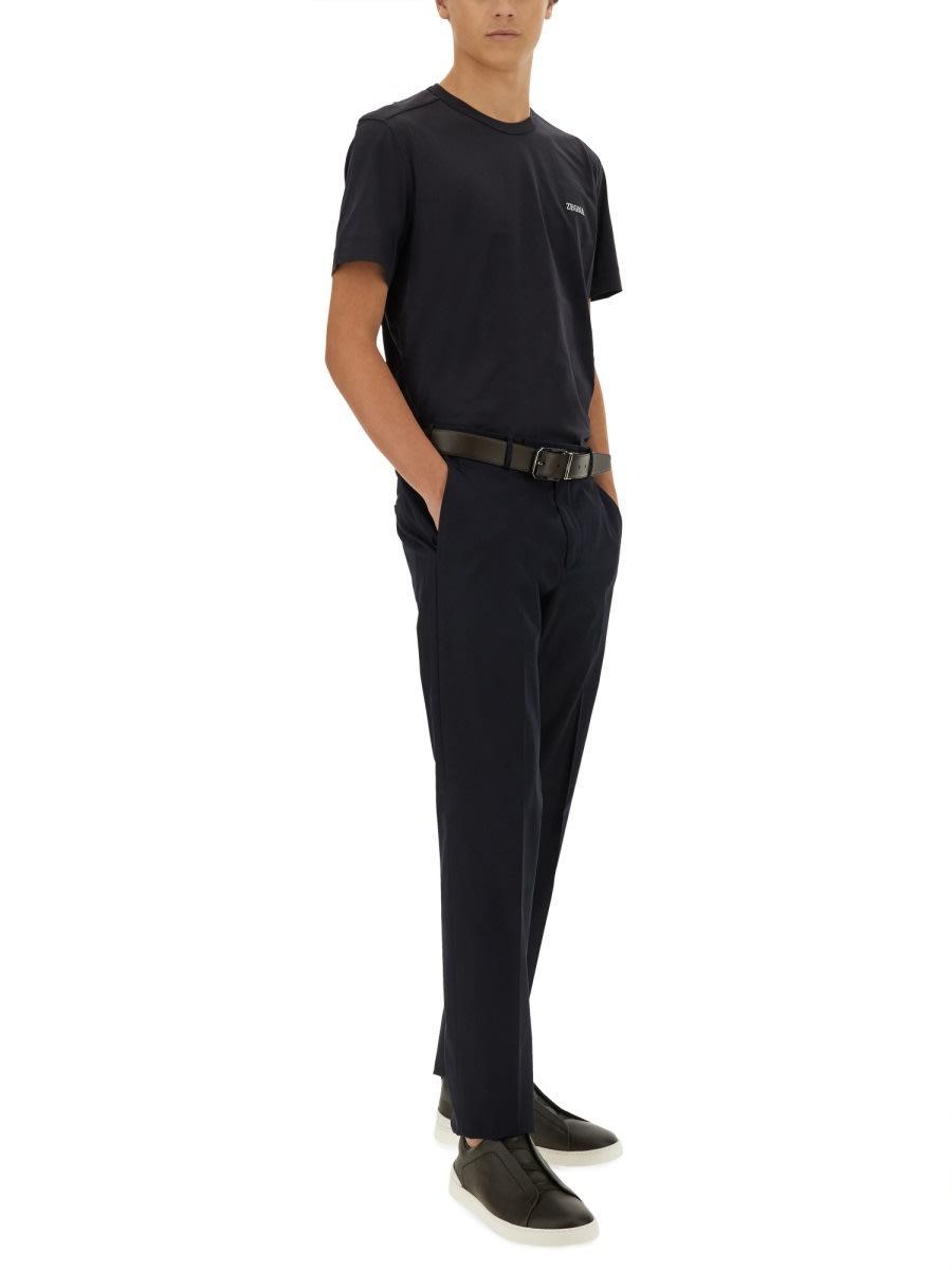 ZEGNA T-shirt With Logo In Blue Product Image