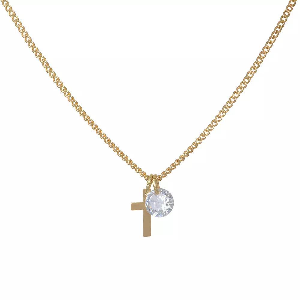 LC Lauren Conrad Short Cross Pendant Necklace, Women's, Clear Product Image