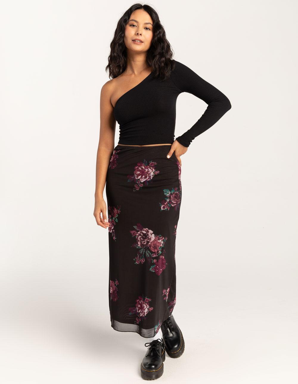 RSQ One Shoulder Long Sleeve Womens Top - BLACK Product Image